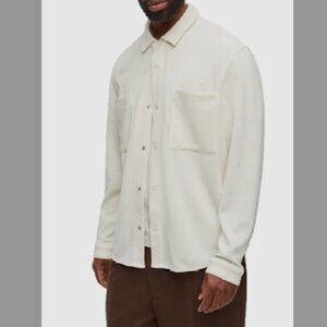 Mode of One Men's Long Sleeve Knit Snap Front Shirt Vanilla Size  XL